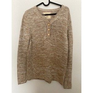 Henley Natural Reflections Marble Knit 3 button Henley Sweater Size M